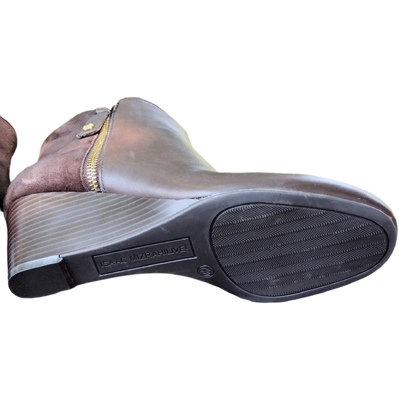 Isaac Mizrahi Leather & Suede Kierra Wedge Ankle Boot, Brown, Size 7.5 W Women's - Picture 6 of 9